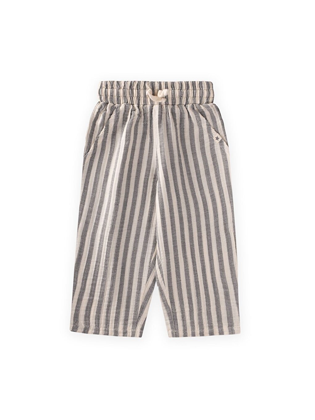 Müslin Pantolon 1-10 Yaş Antrasit Kalın Çizgili
