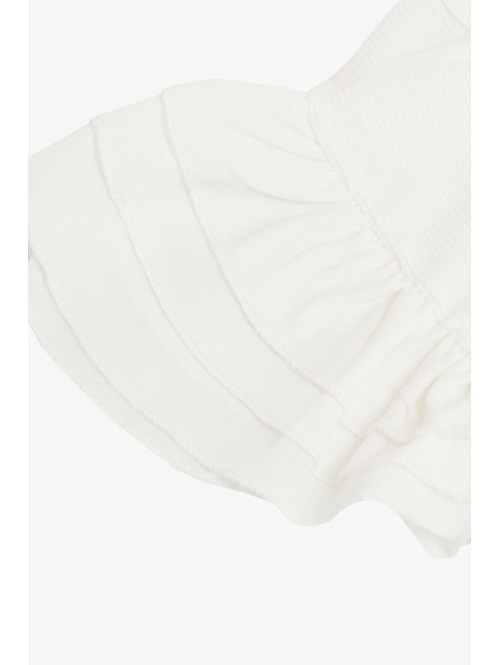 Kız Çocuk Tişört Kemer Boy Kolları Krep Kumaş Fırfırlı Yazı Baskılı Ekru (8-12 Yaş)-3