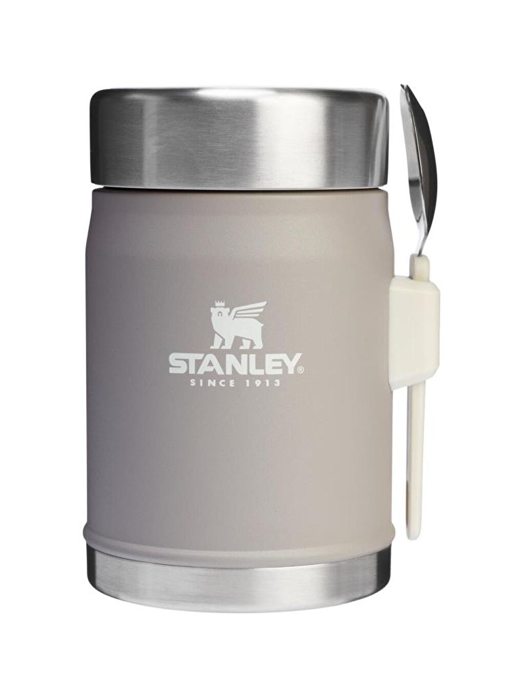 Gri Klasik paslanmaz çelik yemek termosu kaşıklı 0,40 Lt-GRİ