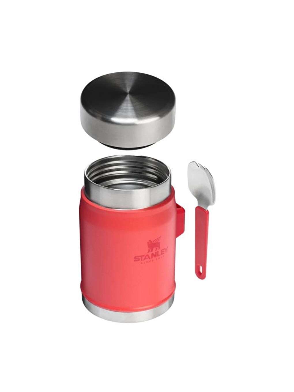 Pembe klasik paslanmaz çelik yemek termosu kaşıklı 0,40 Lt-PEMBE-1