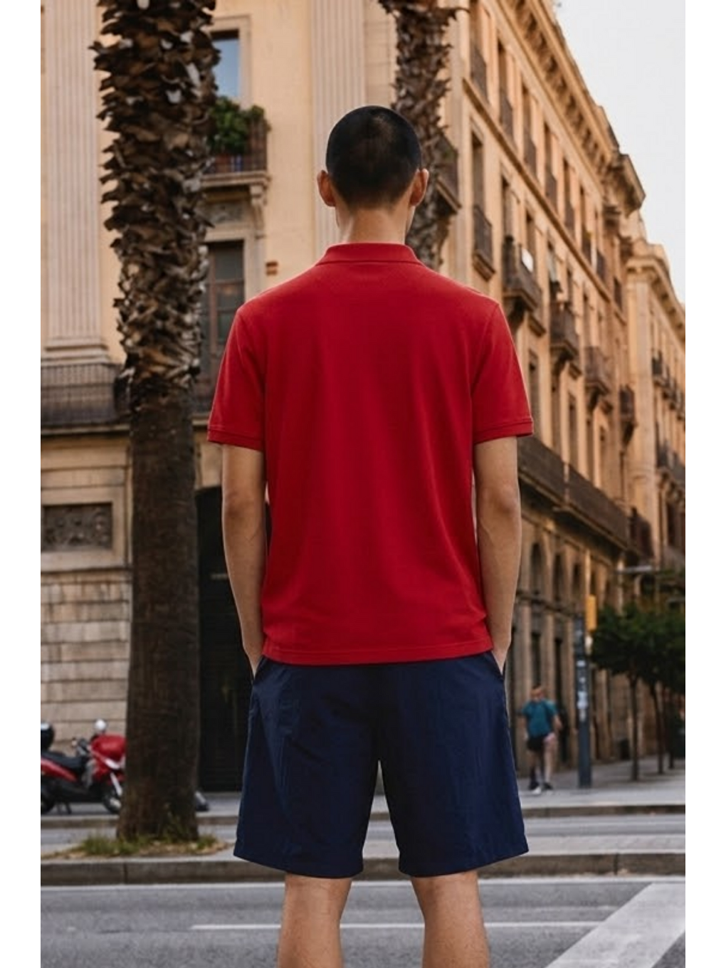 Erkek Basic Bol Kırmızı Polo Yaka Tişört-4