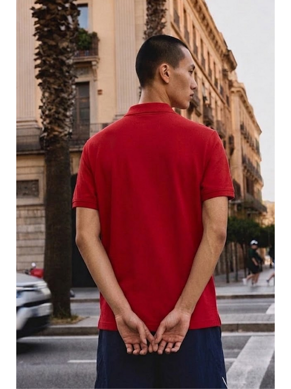 Erkek Basic Bol Kırmızı Polo Yaka Tişört-5