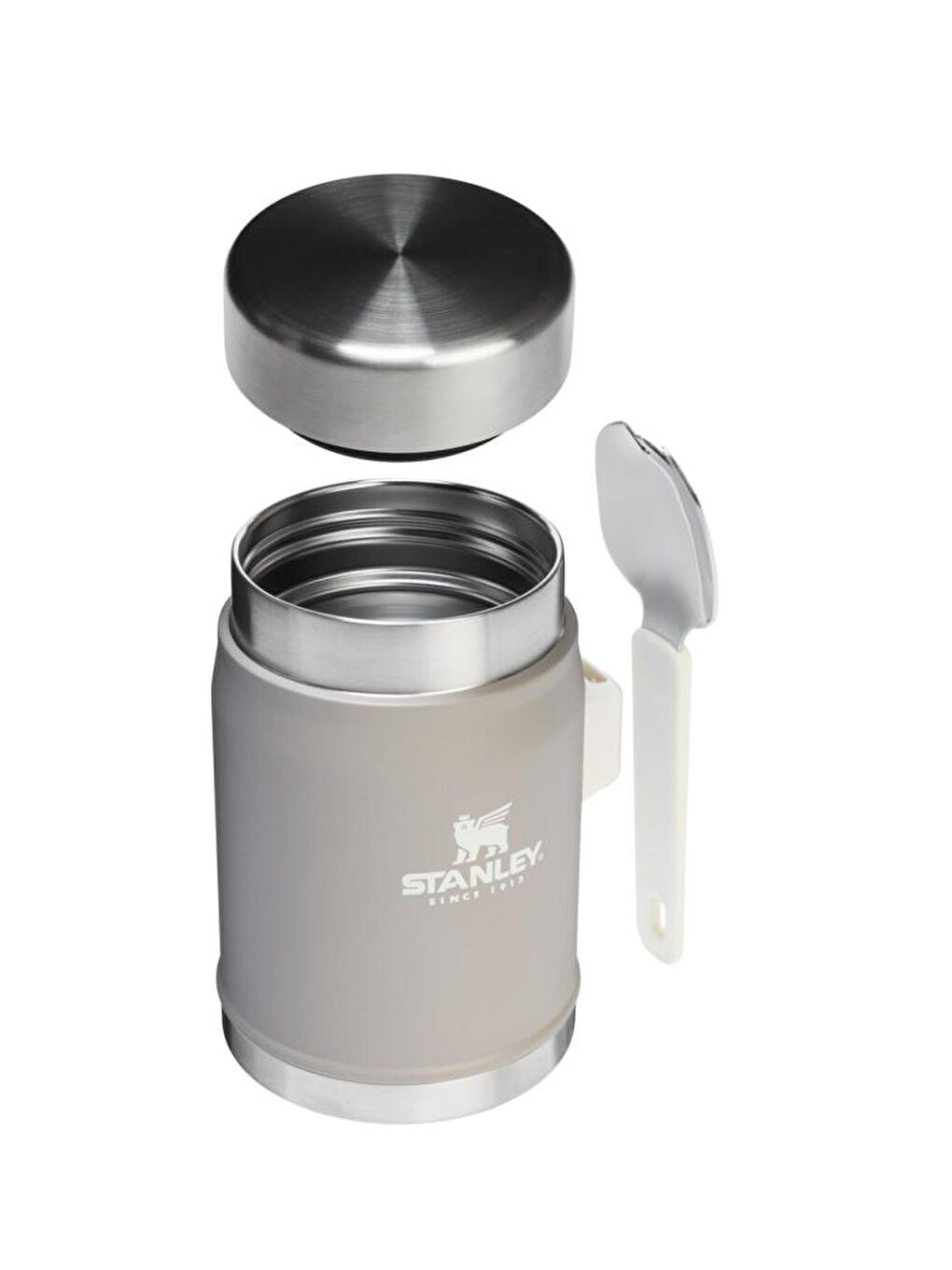 Gri Klasik paslanmaz çelik yemek termosu kaşıklı 0,40 Lt-GRİ-2