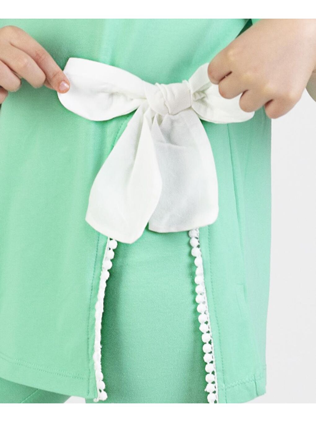 Yeşil Kız Çocuk Mini Baskılı Tunik Model Yazlık Basic Takım 6-9 yaş-2