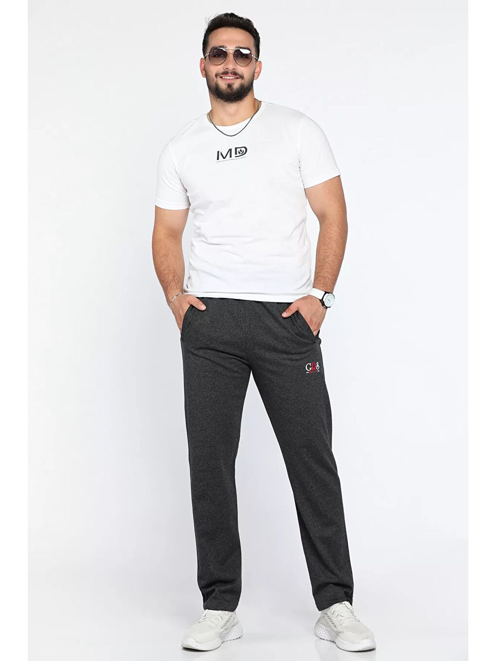 Antrasit Erkek Baskılı Eşofman Altı-1