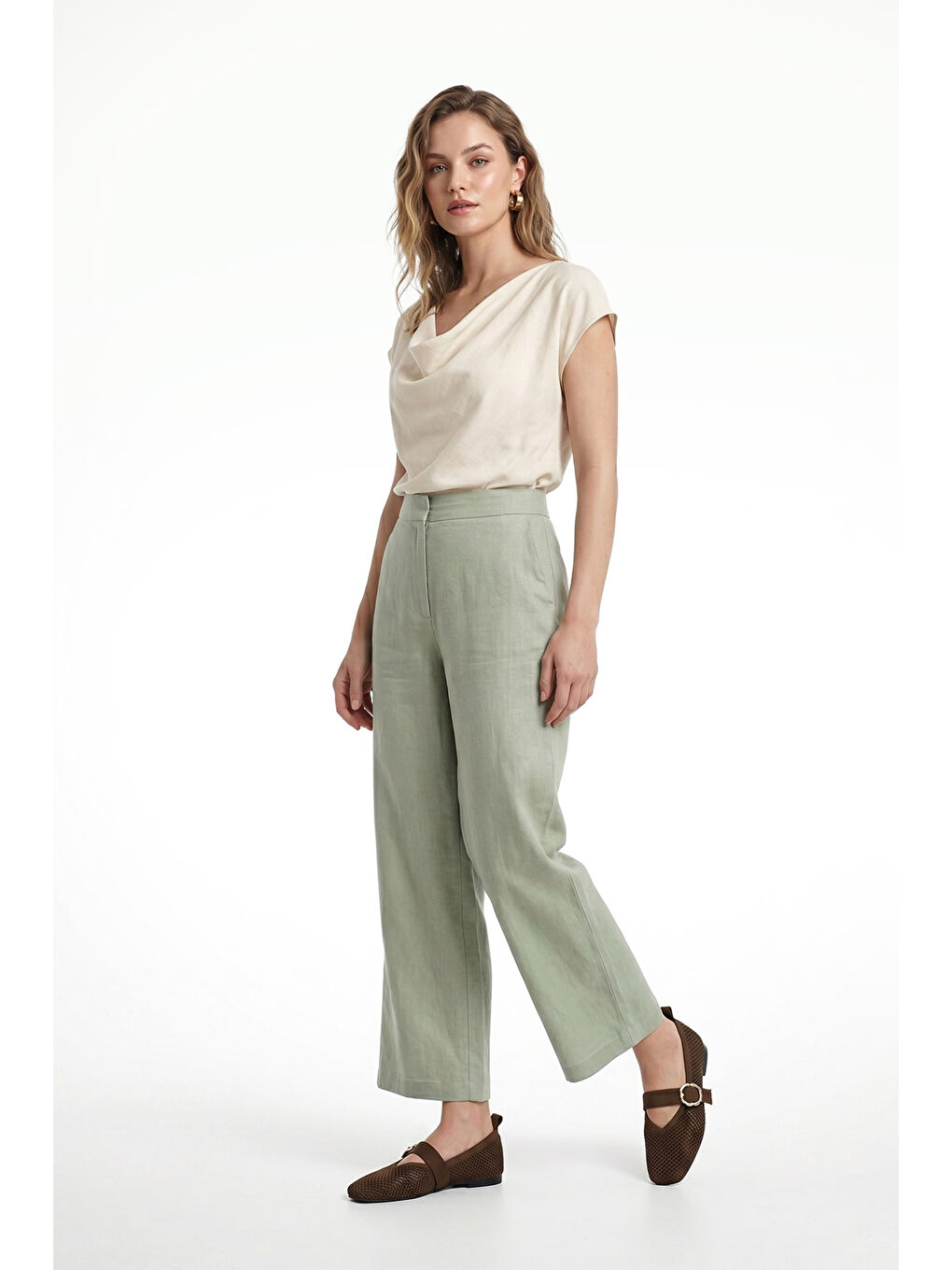 Kahverengi Kadın KAHVERENGİ Triko Küt Burunlu Mary Jane Babet-2