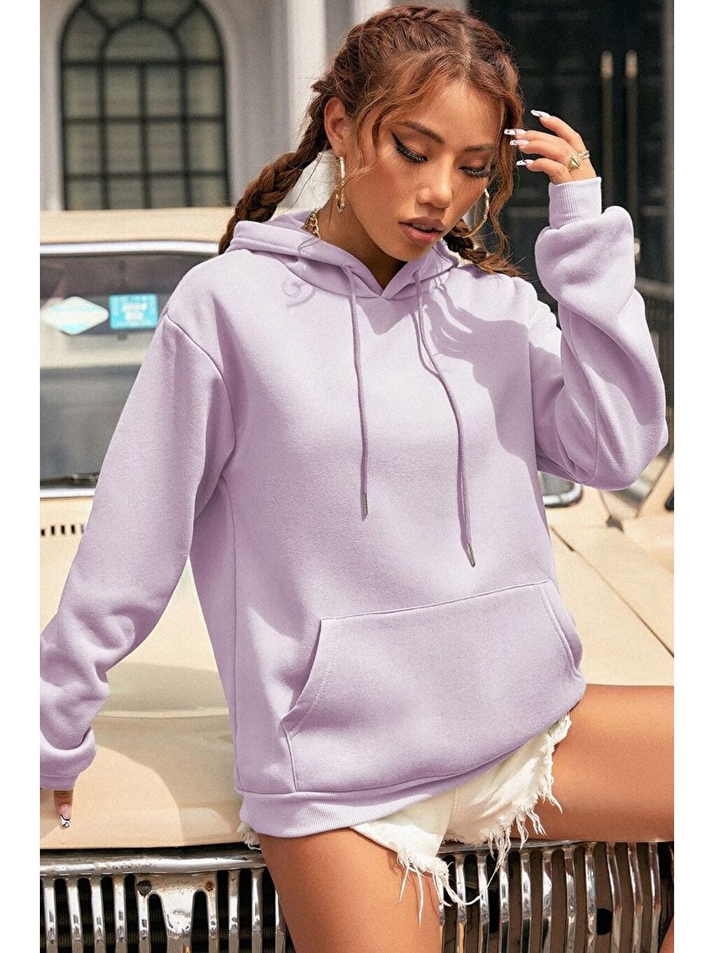 uyguntarz Lila Unisex Butterfly Baskılı Sweatshirt - 1