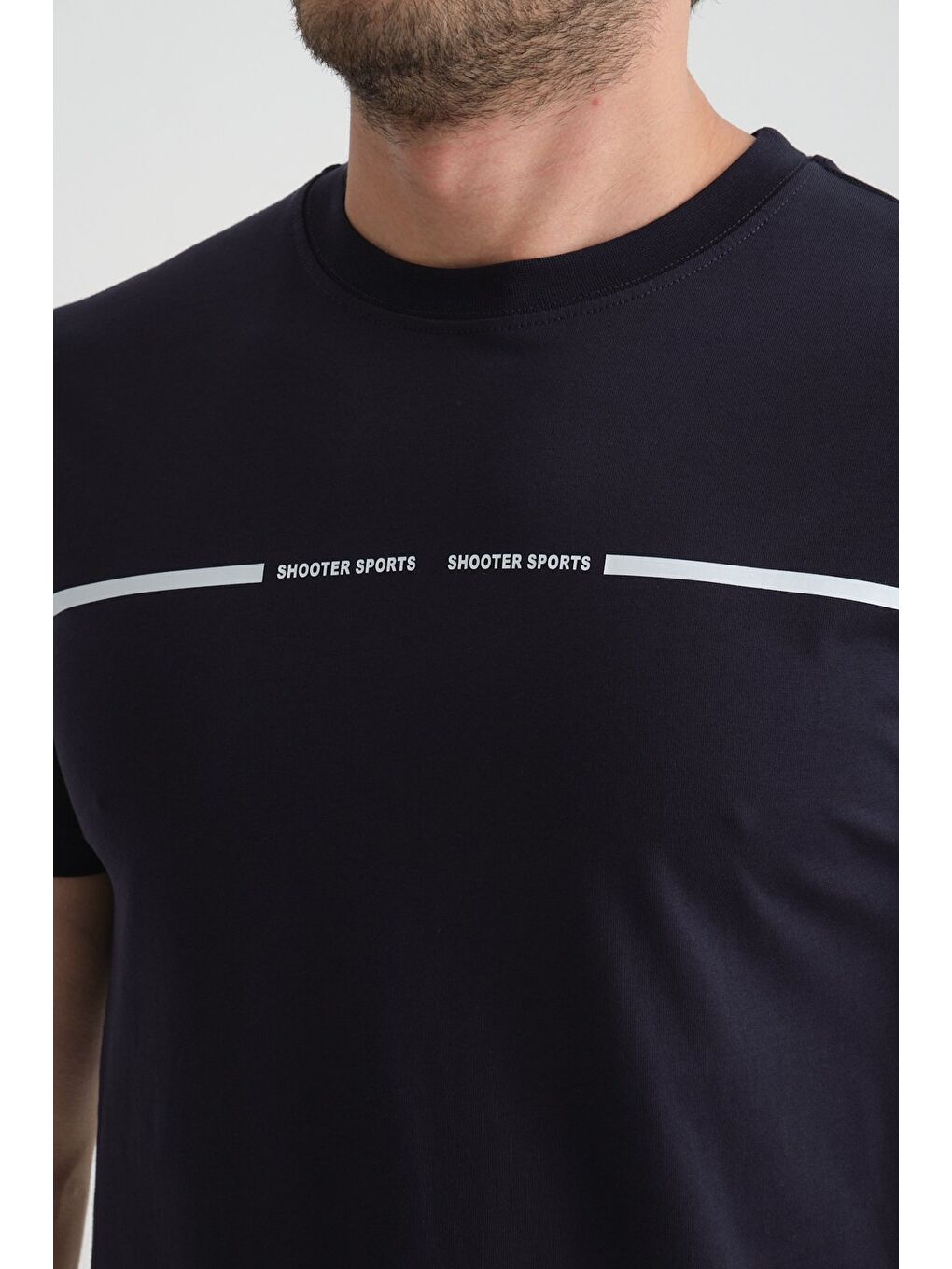 Lacivert Erkek T-Shirt %100 Pamuk Nefes Alan Bisiklet Yaka Regular Fit-1