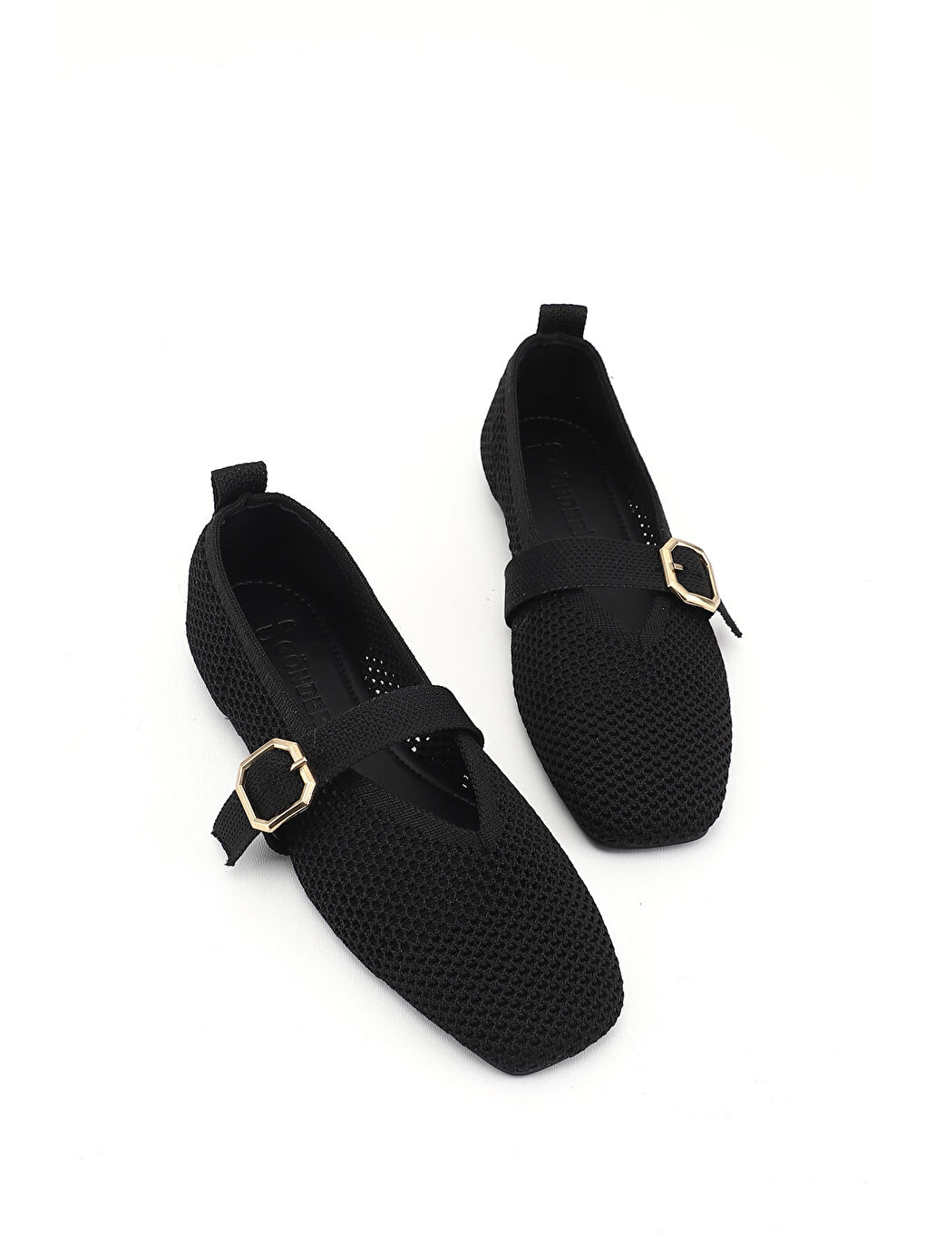 Siyah Kadın SİYAH Triko Küt Burunlu Mary Jane Babet