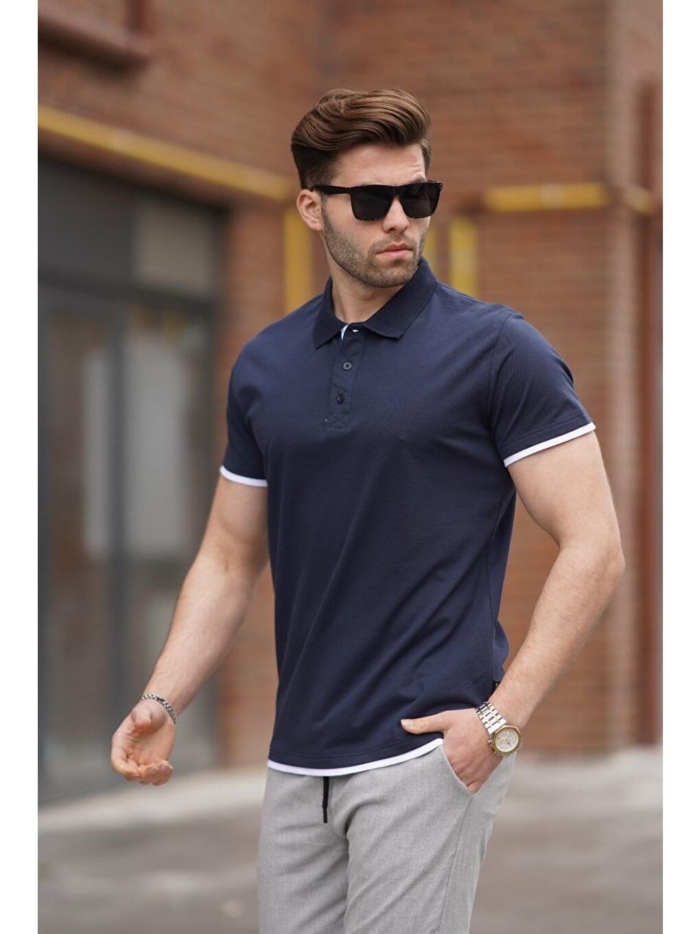 Lacivert Basic Polo Yaka Tişört 5885