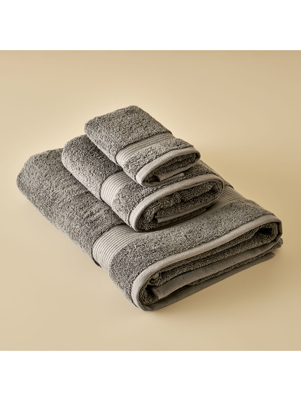 %100 Pamuk Premium Dorita Yüz Havlusu Koyu Gri (50x90 cm)-2