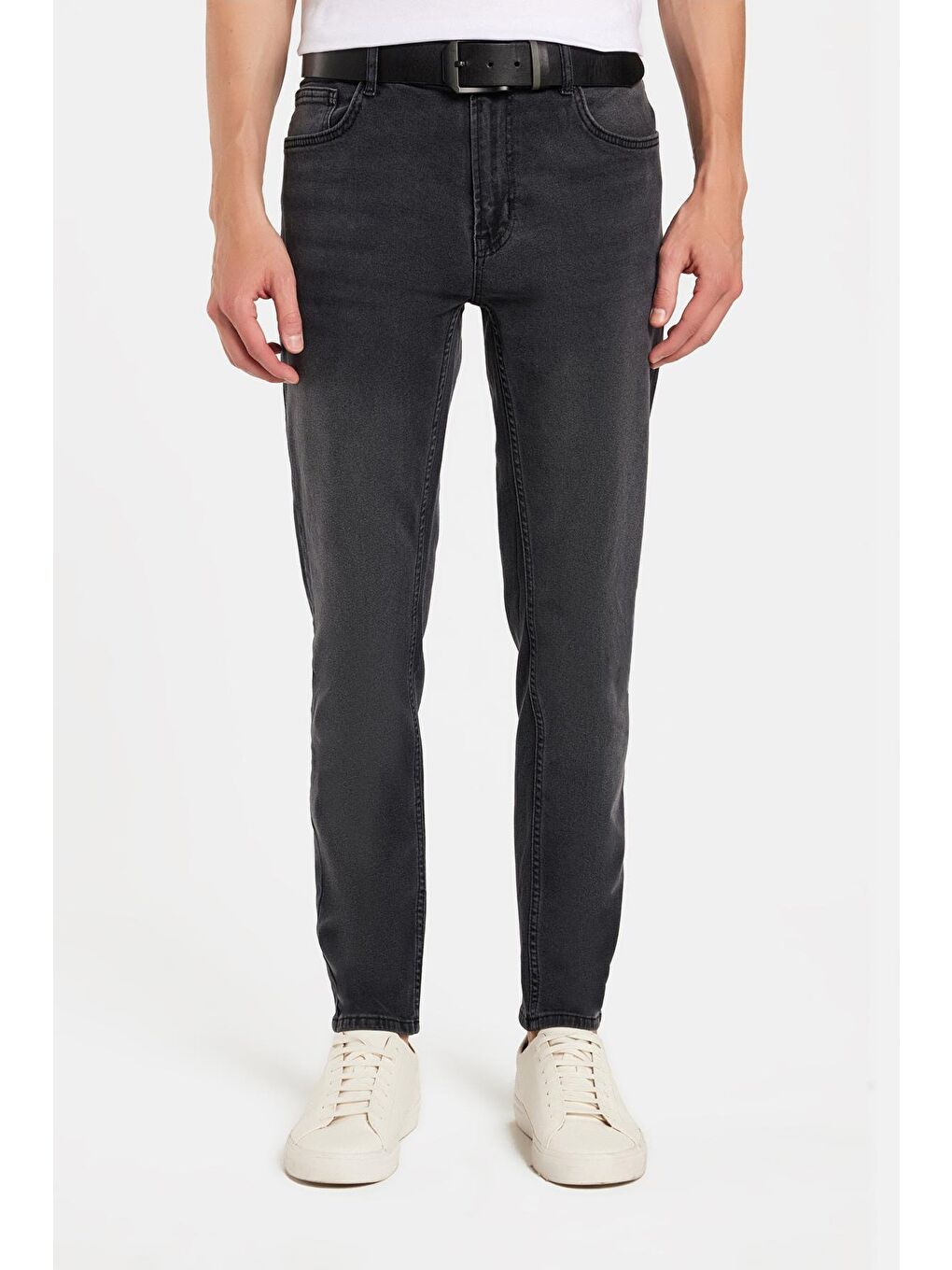 Erkek Regular Fit Normal Kesim Denim Yıkamalı Düz Paça Gri Jean Pantolon