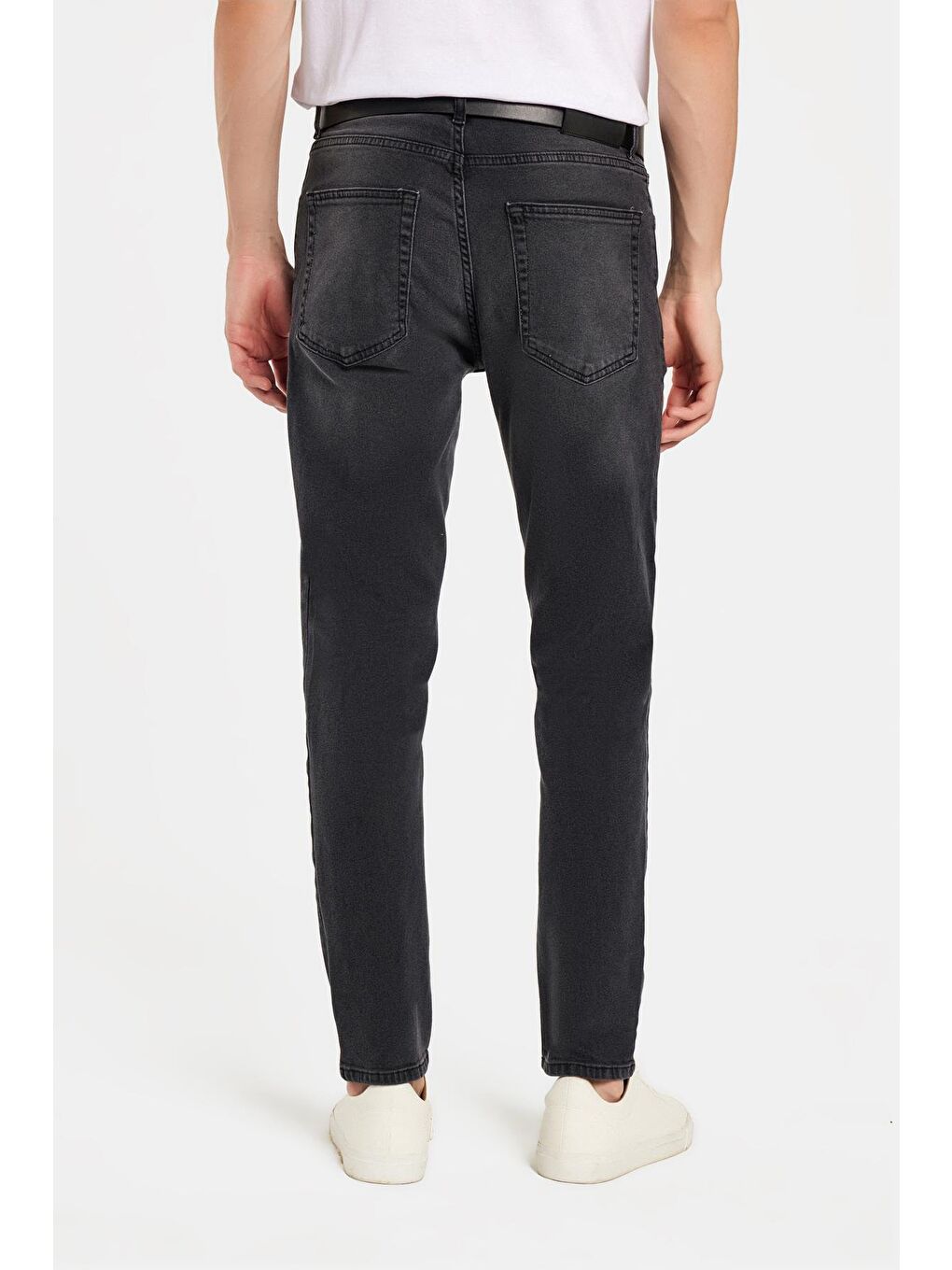 Erkek Regular Fit Normal Kesim Denim Yıkamalı Düz Paça Gri Jean Pantolon-4