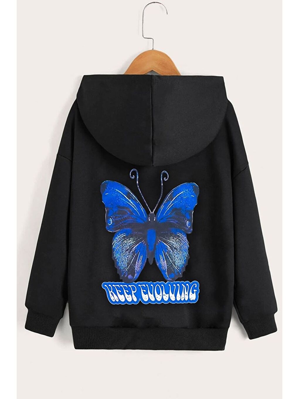 uyguntarz Siyah Unisex Butterfly Baskılı Sweatshirt - 1