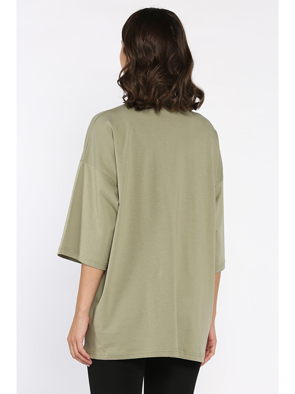 Haki Yan Çıtçıtlı Oversize Tişört ( S-m-l-xl Uyumludur)-2