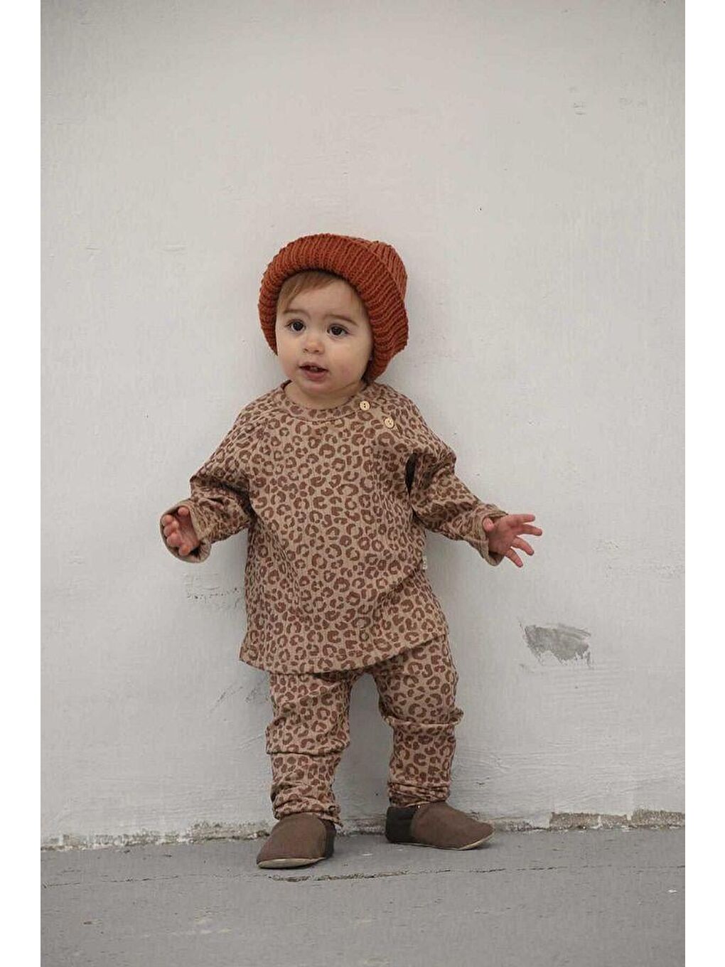 Bej Leopar Desenli Alt Üst Takım-1
