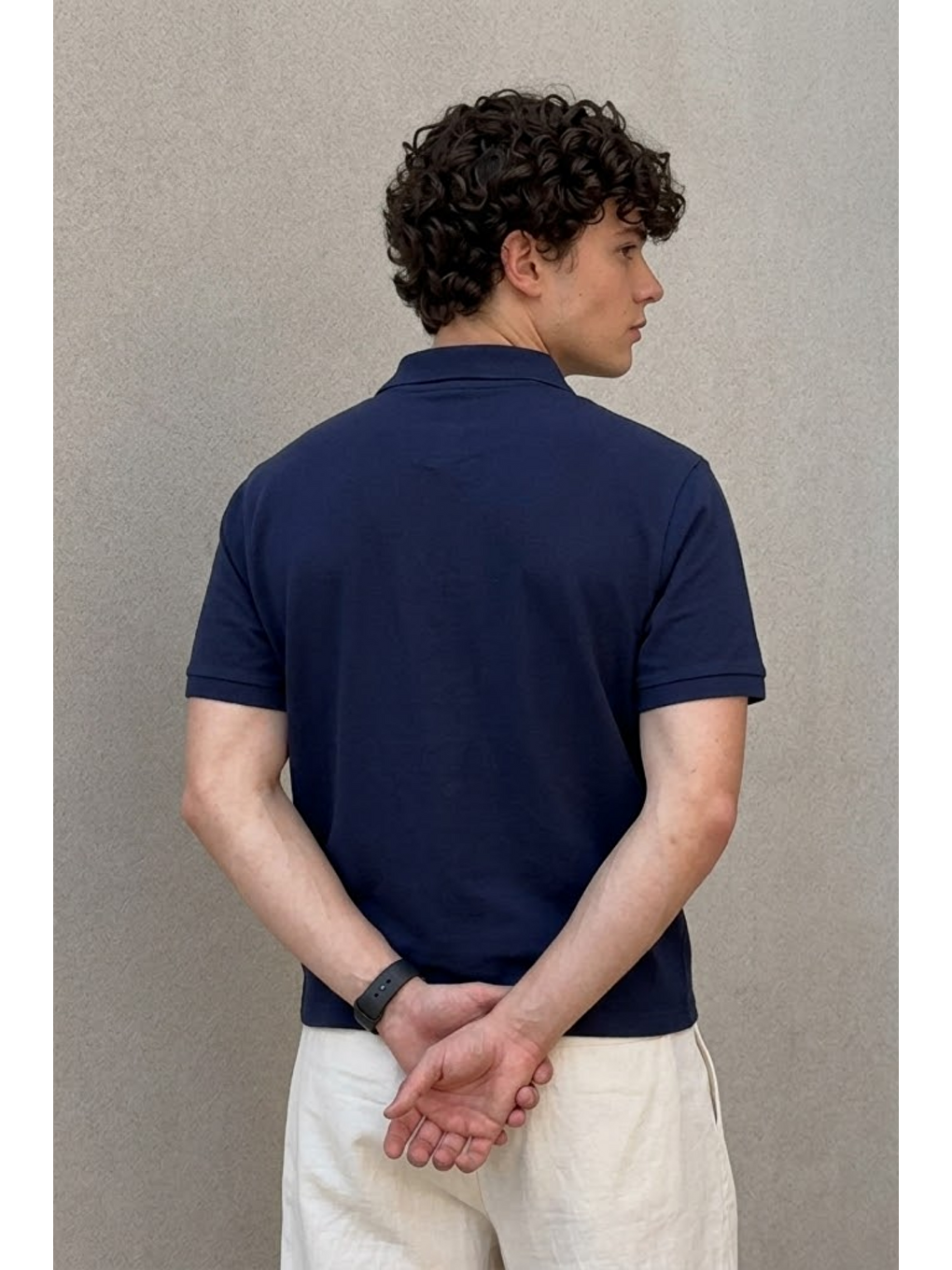 Erkek Klasik Lacivert  Polo Yaka Tişört-5