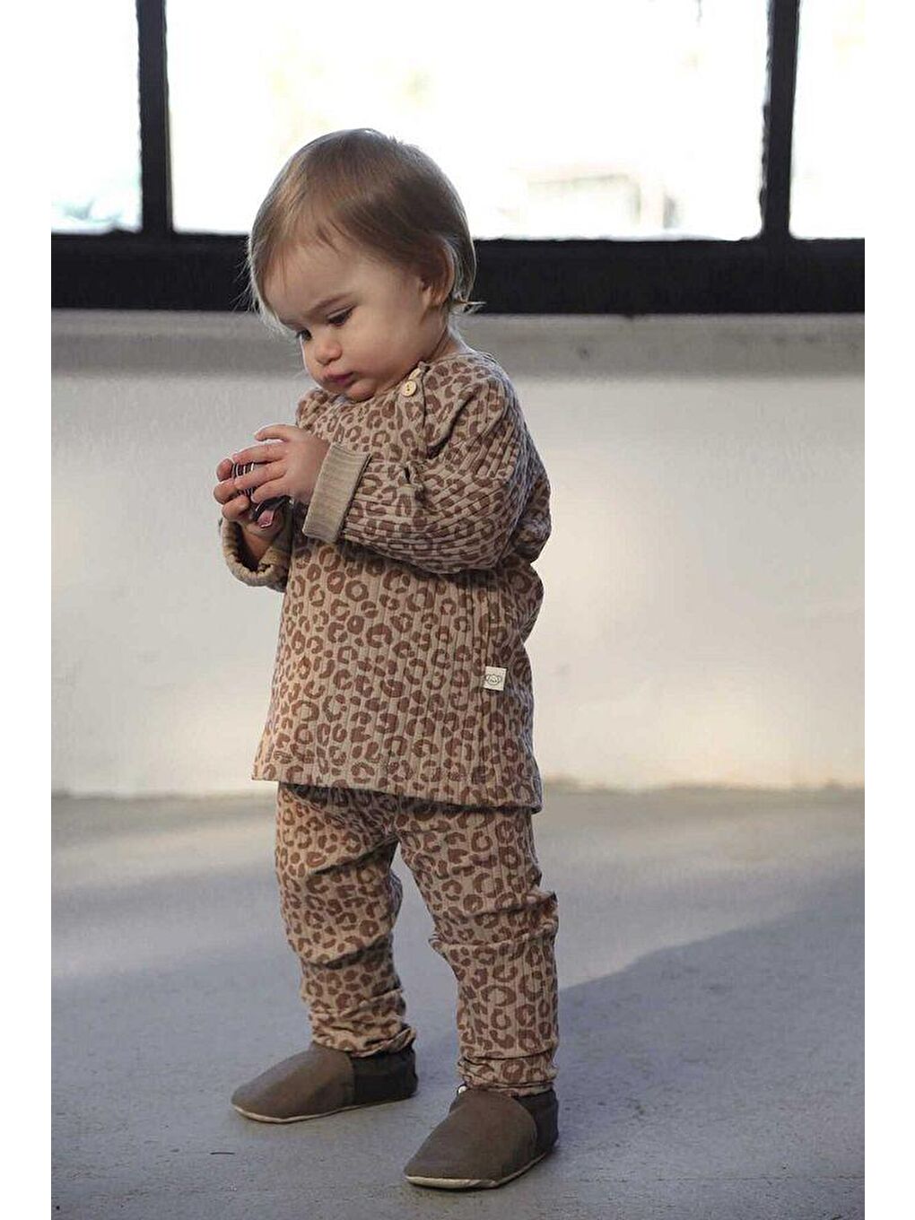 Bej Leopar Desenli Alt Üst Takım-2