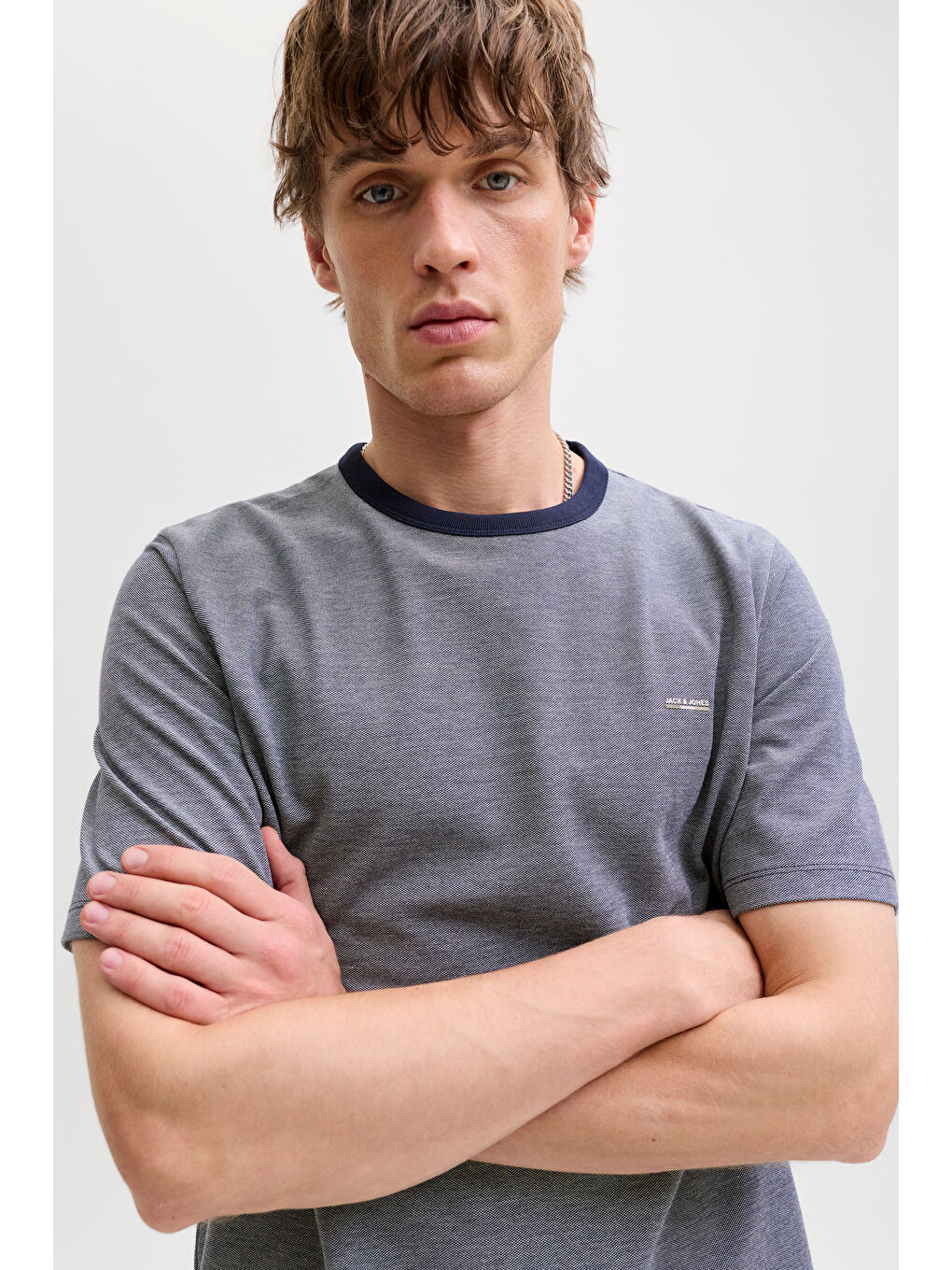 Lacivert Premium Jprblualves Pamuklu Regular Fit Bisiklet Yaka T Shirt 12276801-2