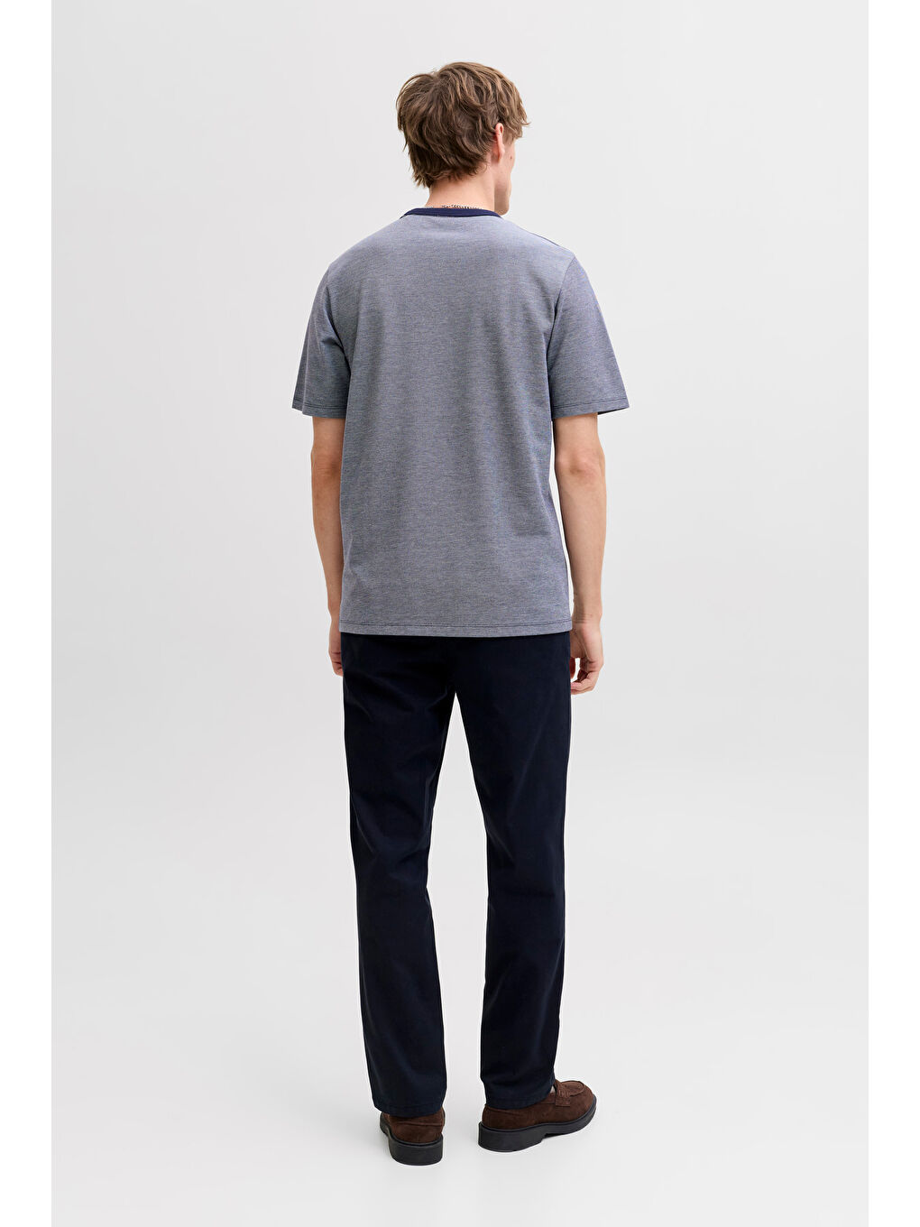 Lacivert Premium Jprblualves Pamuklu Regular Fit Bisiklet Yaka T Shirt 12276801-4