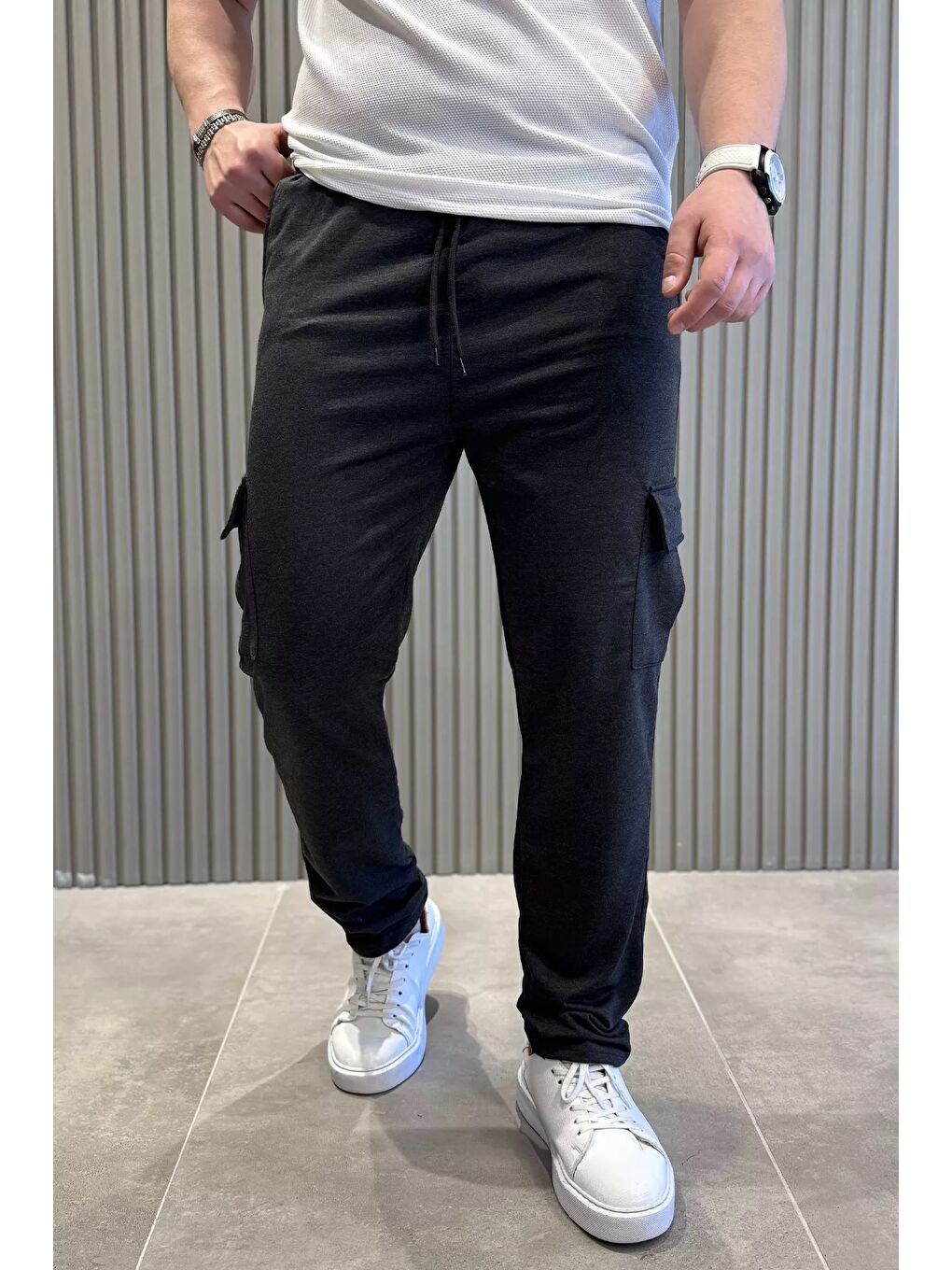 Antrasit Kargo Cepli Erkek Eşofman Altı