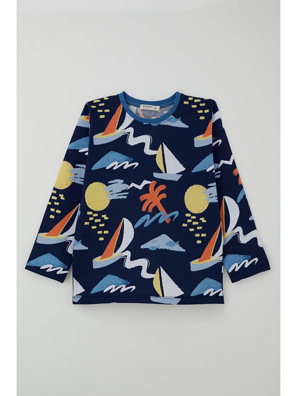 Erkek Çocuk Pijama Takımı Yaz Temalı Beli Paçası Lastikli Lacivert (4-8 Yaş)-1