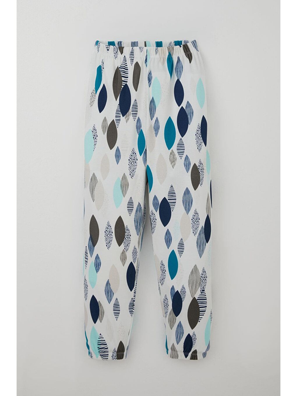 Erkek Çocuk Pijama Takımı Mavi Rüya Yaprak Desenli Beyaz (9-12 Yaş)-2