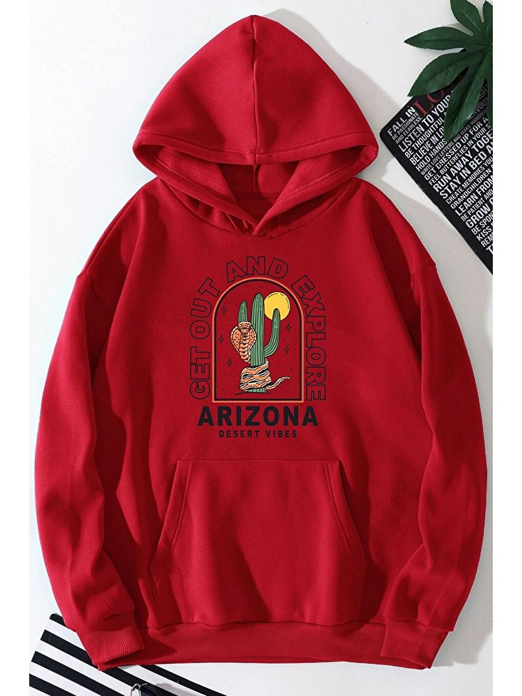 uyguntarz Kırmızı Unisex Arizona Baskılı Sweatshirt