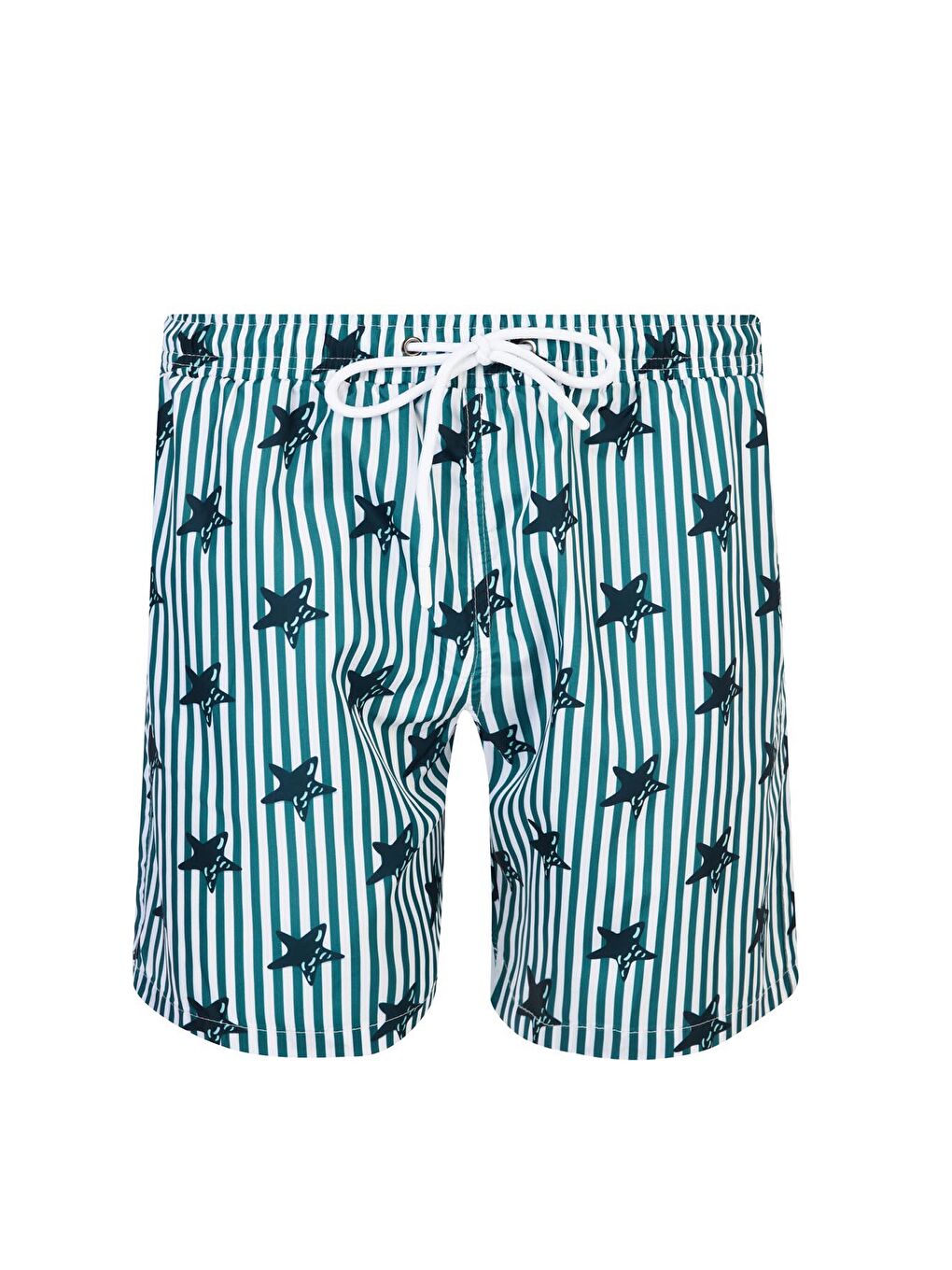 Erkek Deniz Havuz Şortu Desenli Crew S244 Yeşil