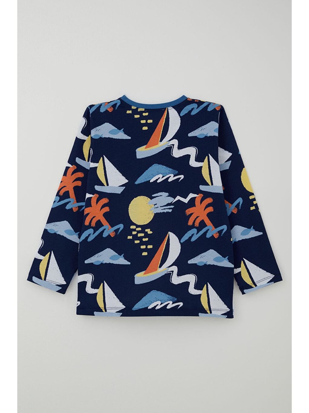 Erkek Çocuk Pijama Takımı Yaz Temalı Beli Paçası Lastikli Lacivert (4-8 Yaş)-3