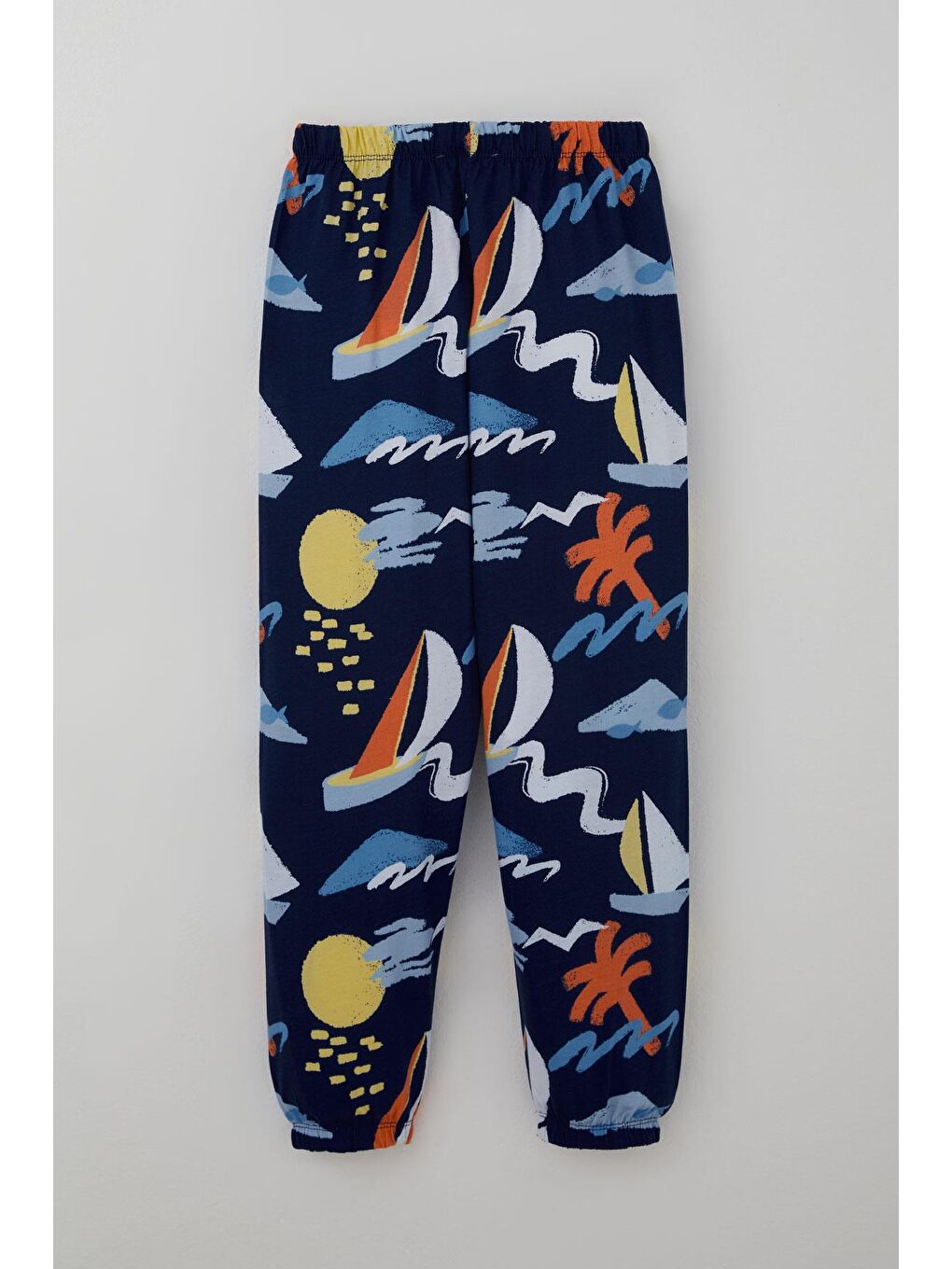 Erkek Çocuk Pijama Takımı Yaz Temalı Beli Paçası Lastikli Lacivert (4-8 Yaş)-4