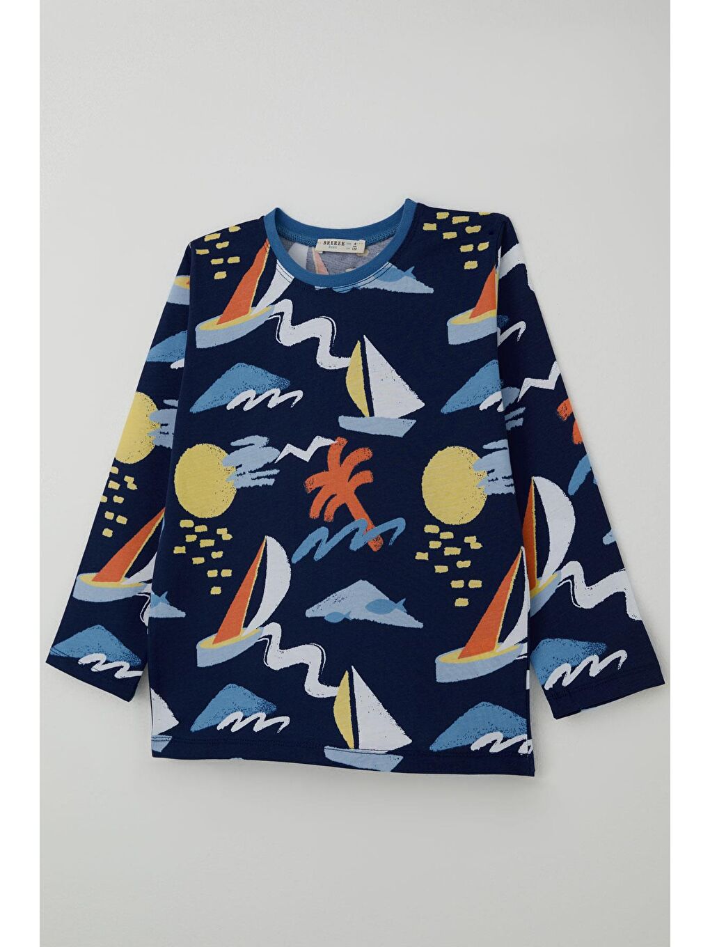 Erkek Çocuk Pijama Takımı Yaz Temalı Beli Paçası Lastikli Lacivert (4-8 Yaş)-5