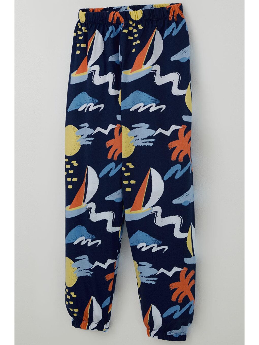 Erkek Çocuk Pijama Takımı Yaz Temalı Beli Paçası Lastikli Lacivert (4-8 Yaş)-6