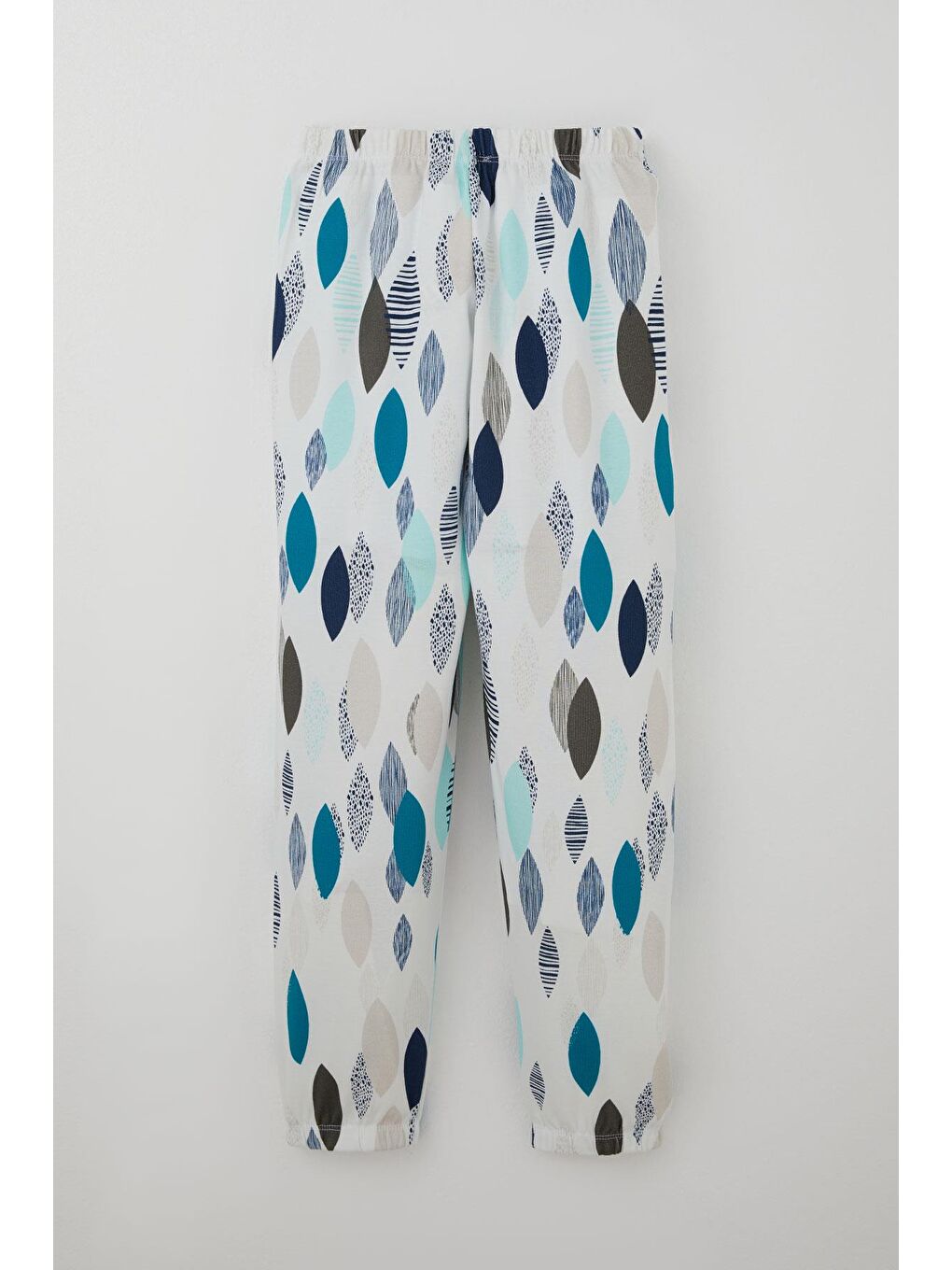 Erkek Çocuk Pijama Takımı Mavi Rüya Yaprak Desenli Beyaz (9-12 Yaş)-4