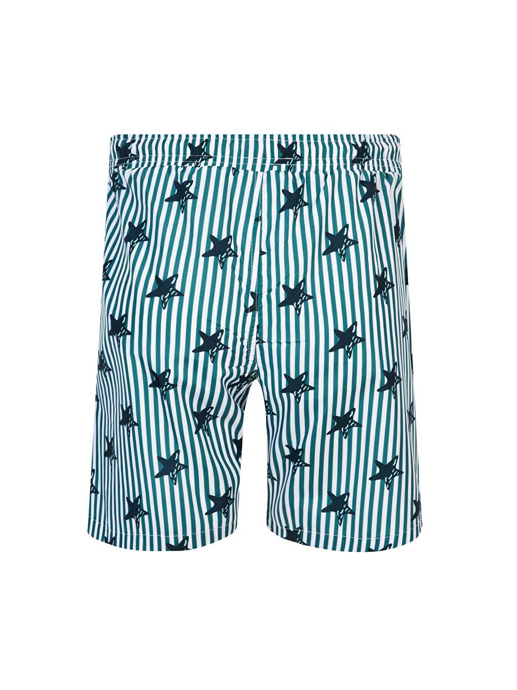 Erkek Deniz Havuz Şortu Desenli Crew S244 Yeşil-1