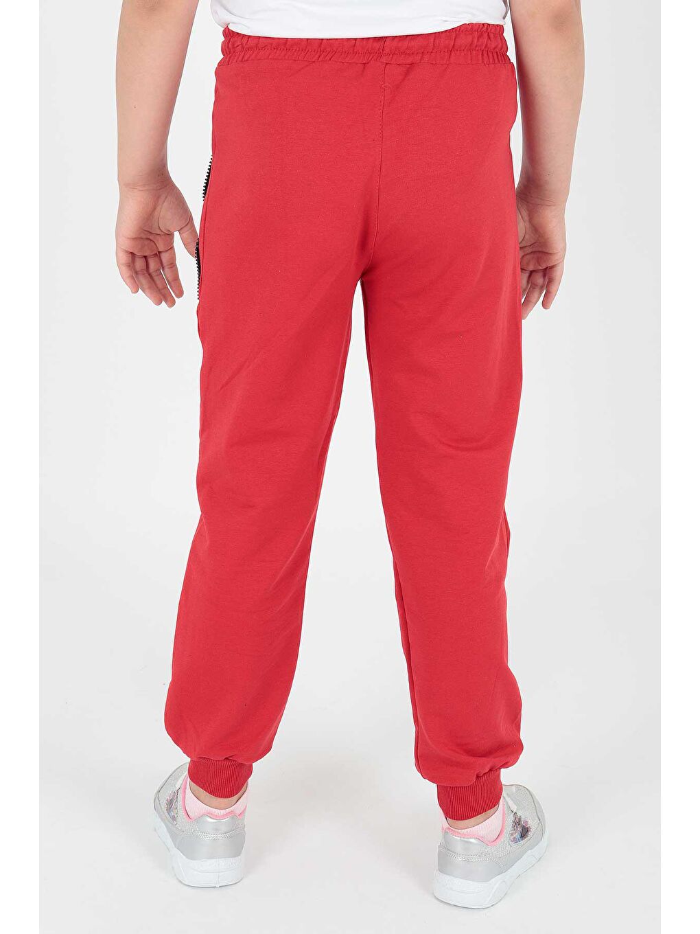 Kırmızı Kids Kız Trend Baskılı Eşofman Altı Cepli Bağcıklı Lastikli Dar Paça Eşofman Altı Ak722422-4