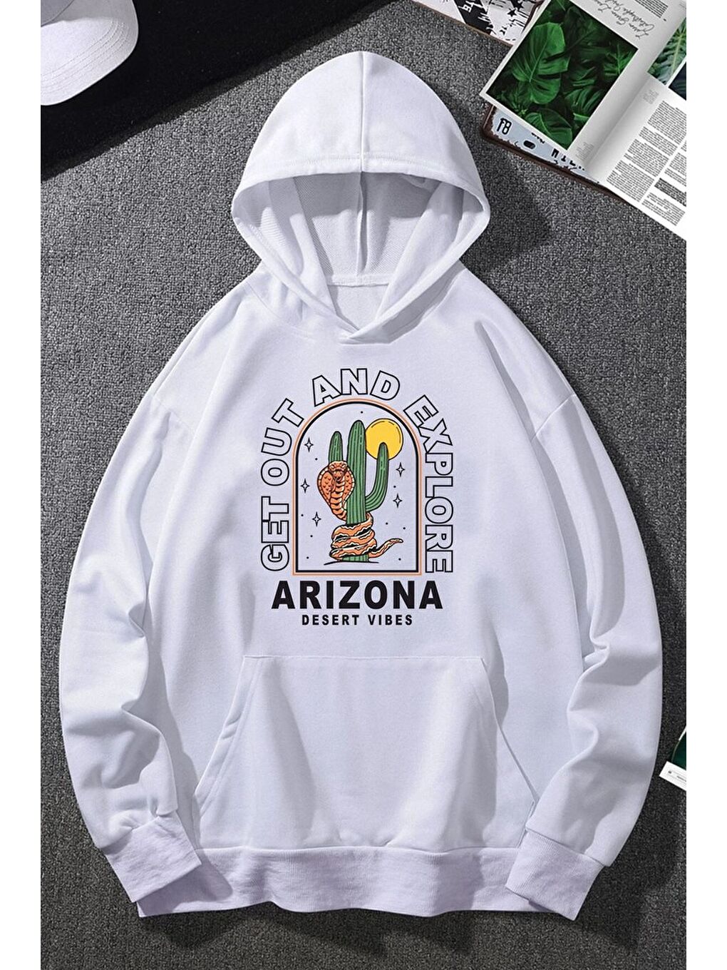 uyguntarz Beyaz Unisex Arizona Baskılı Sweatshirt