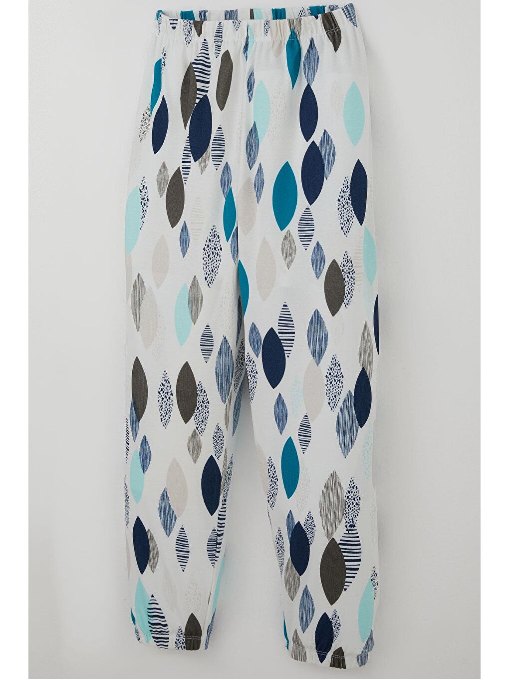 Erkek Çocuk Pijama Takımı Mavi Rüya Yaprak Desenli Beyaz (9-12 Yaş)-6