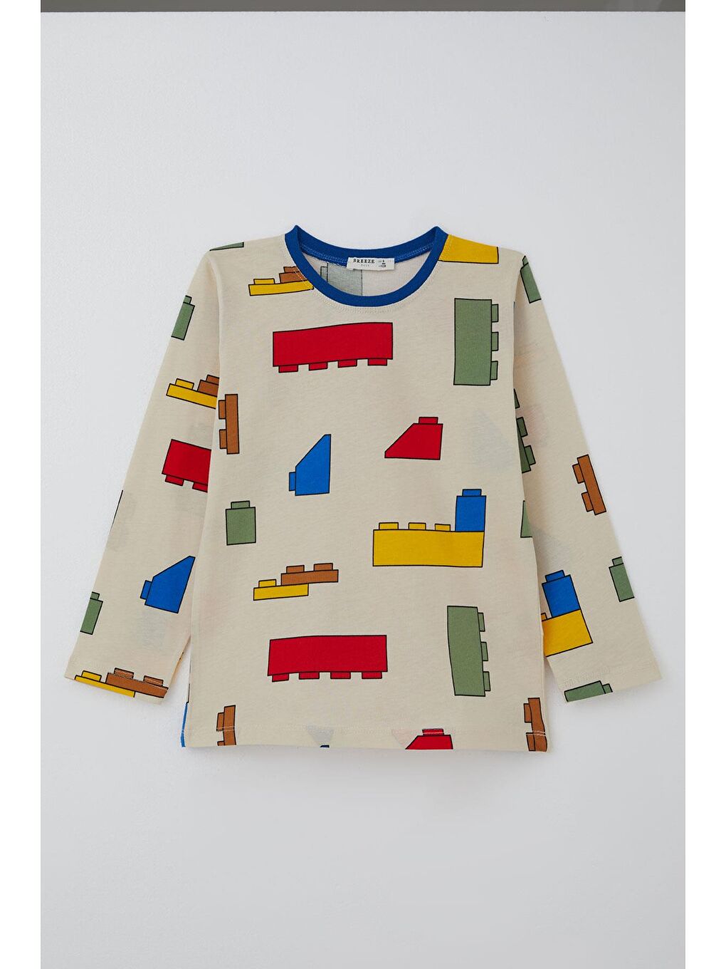 Ekru Erkek Çocuk Pijama Takımı Renkli Lego Desenli Krem (4-8 Yaş)-1