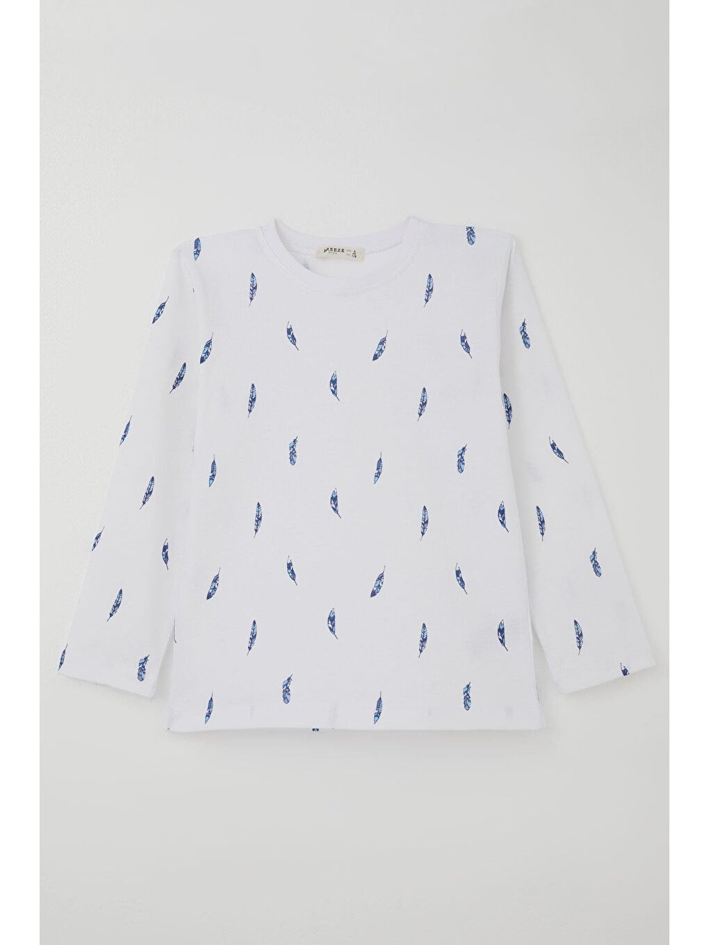 Erkek Çocuk Pijama Takımı Uçan Mavi Tüy Desenli Beyaz (4-8 Yaş)-1