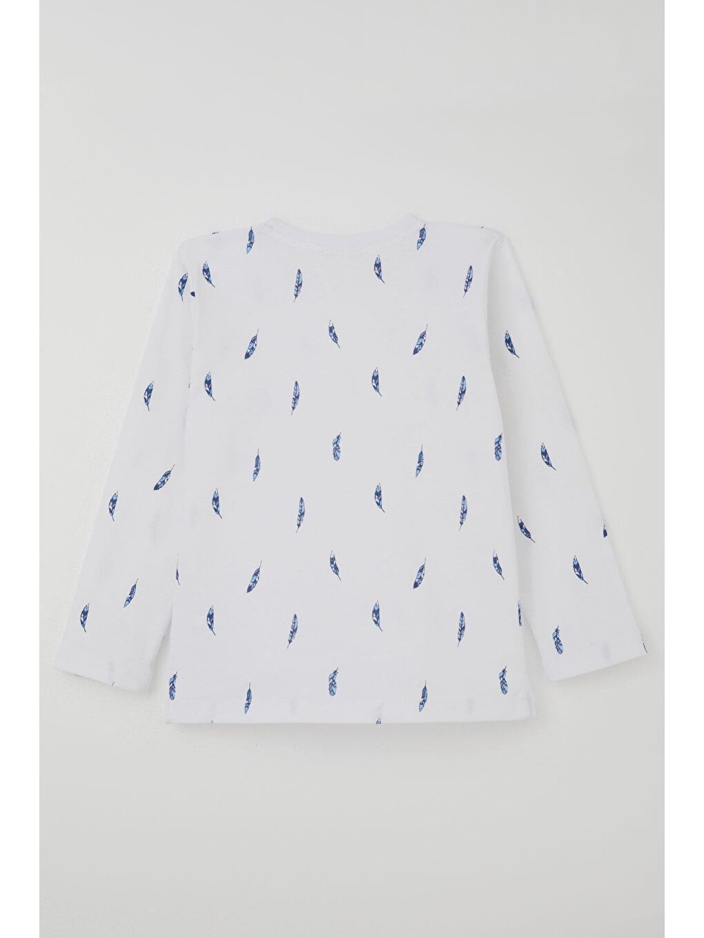 Erkek Çocuk Pijama Takımı Uçan Mavi Tüy Desenli Beyaz (4-8 Yaş)-3