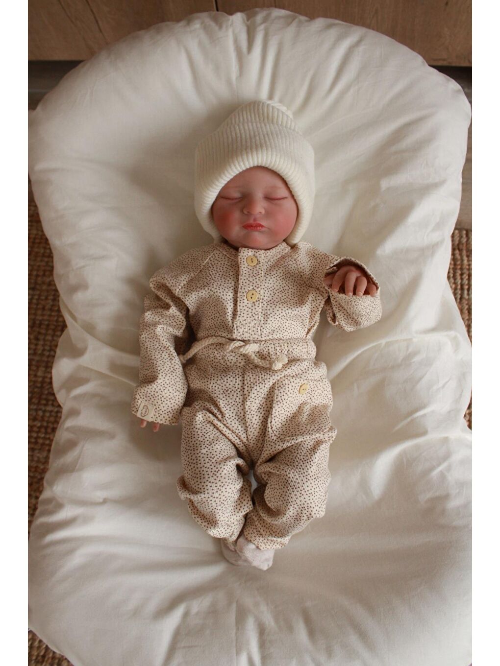 Bej Taş Unisex Cepli Omuz Patlı Alt Üst Takım