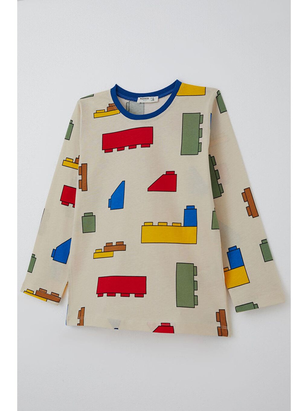 Ekru Erkek Çocuk Pijama Takımı Renkli Lego Desenli Krem (4-8 Yaş)-5