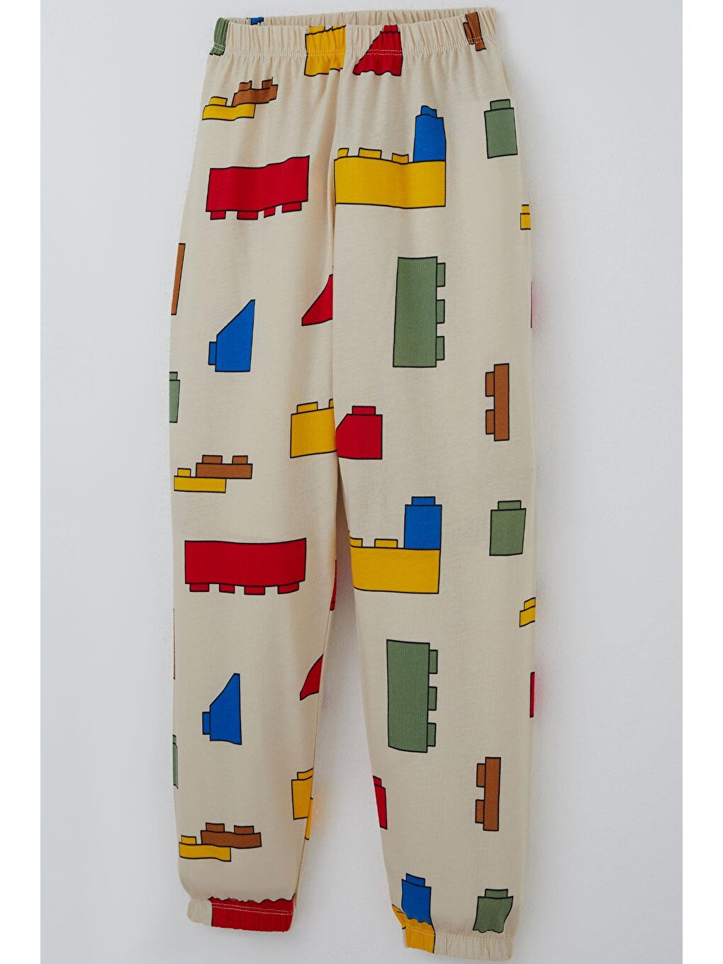 Ekru Erkek Çocuk Pijama Takımı Renkli Lego Desenli Krem (4-8 Yaş)-6