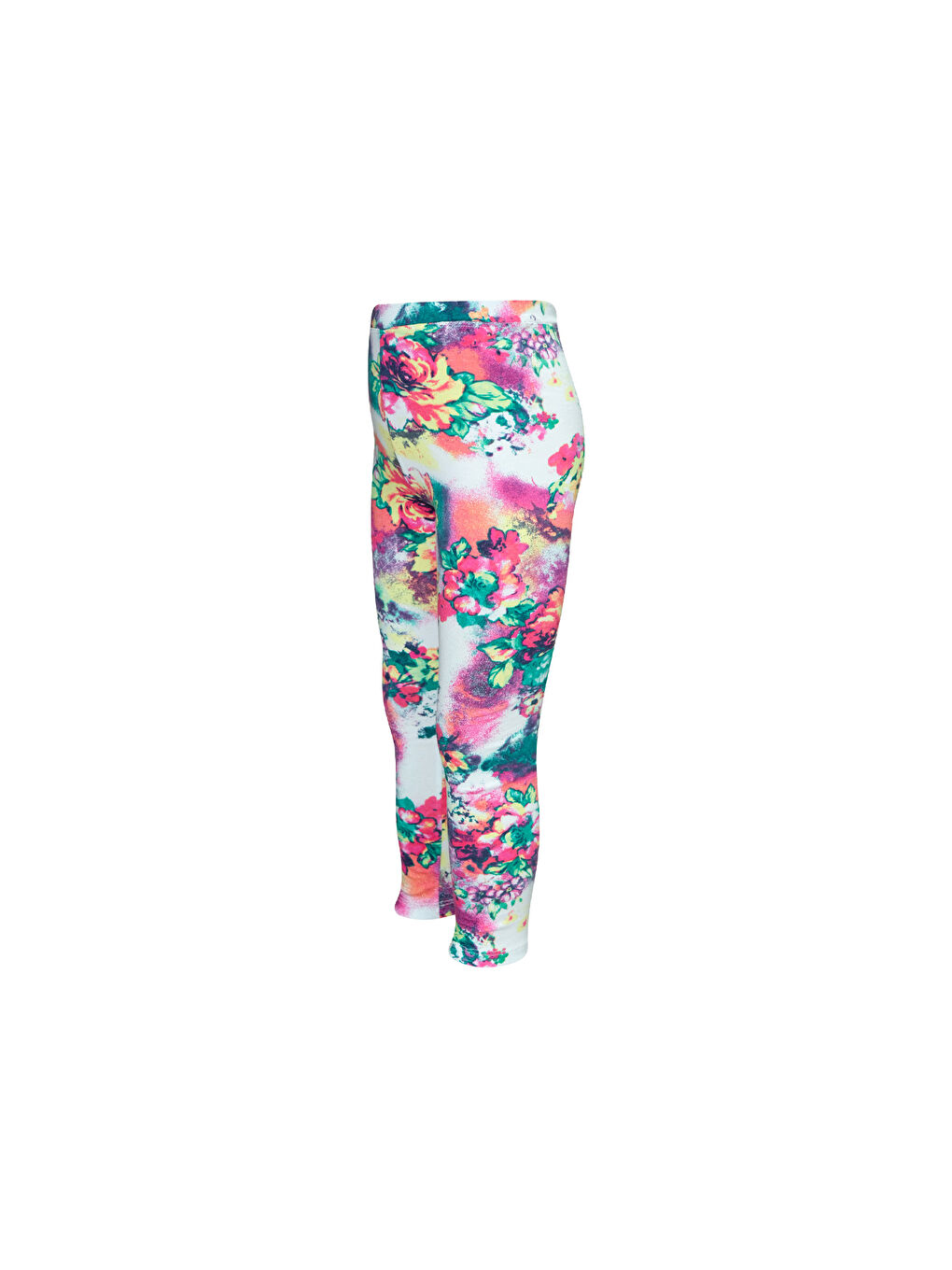 Karışık Fuşya Çiçek Kız Çocuk Desenli Mevsimlik Tayt-1