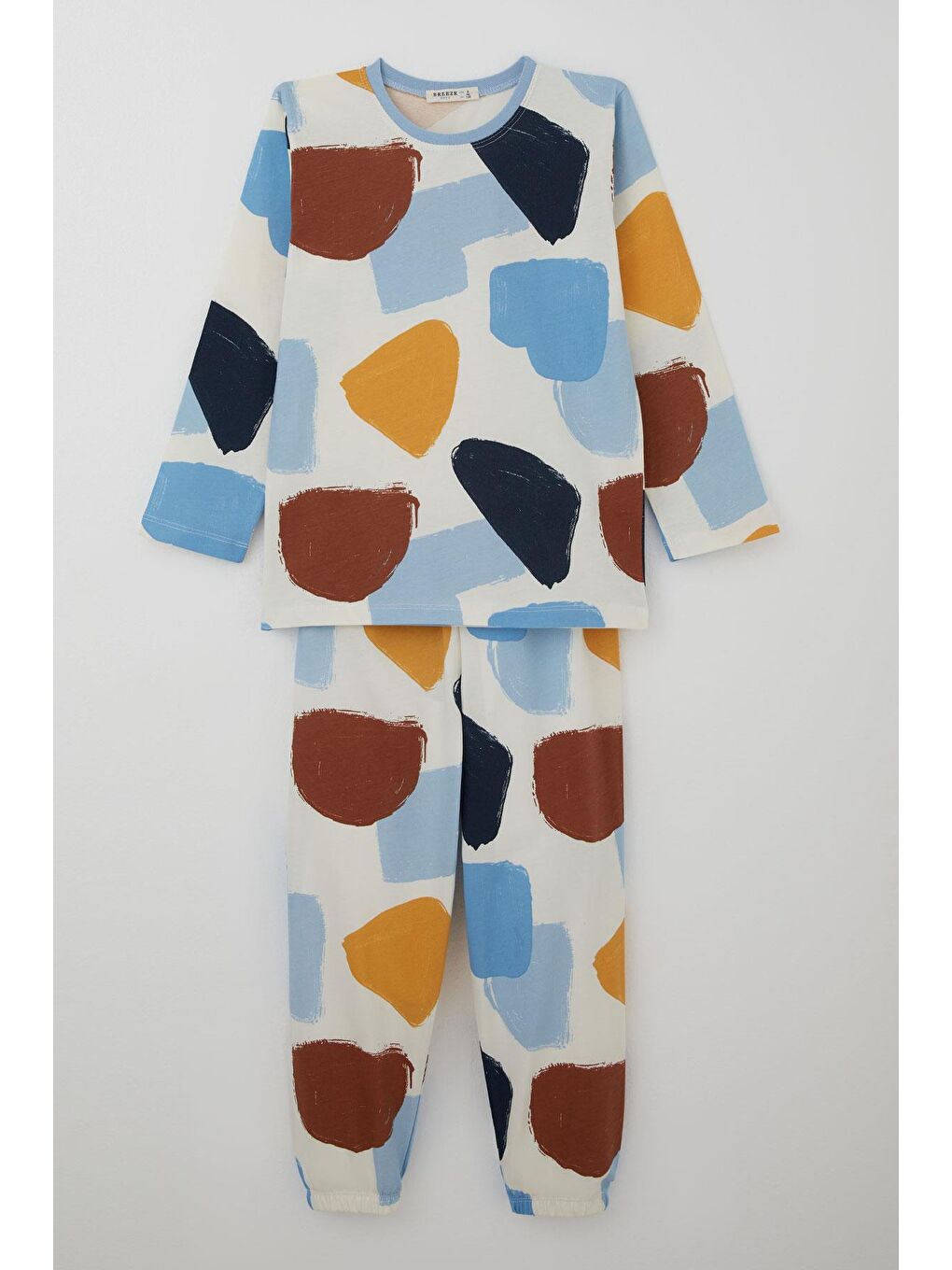 Erkek Çocuk Pijama Takımı Renk Fırtınası Beli Paçası Lastikli Ekru (4-8 Yaş)