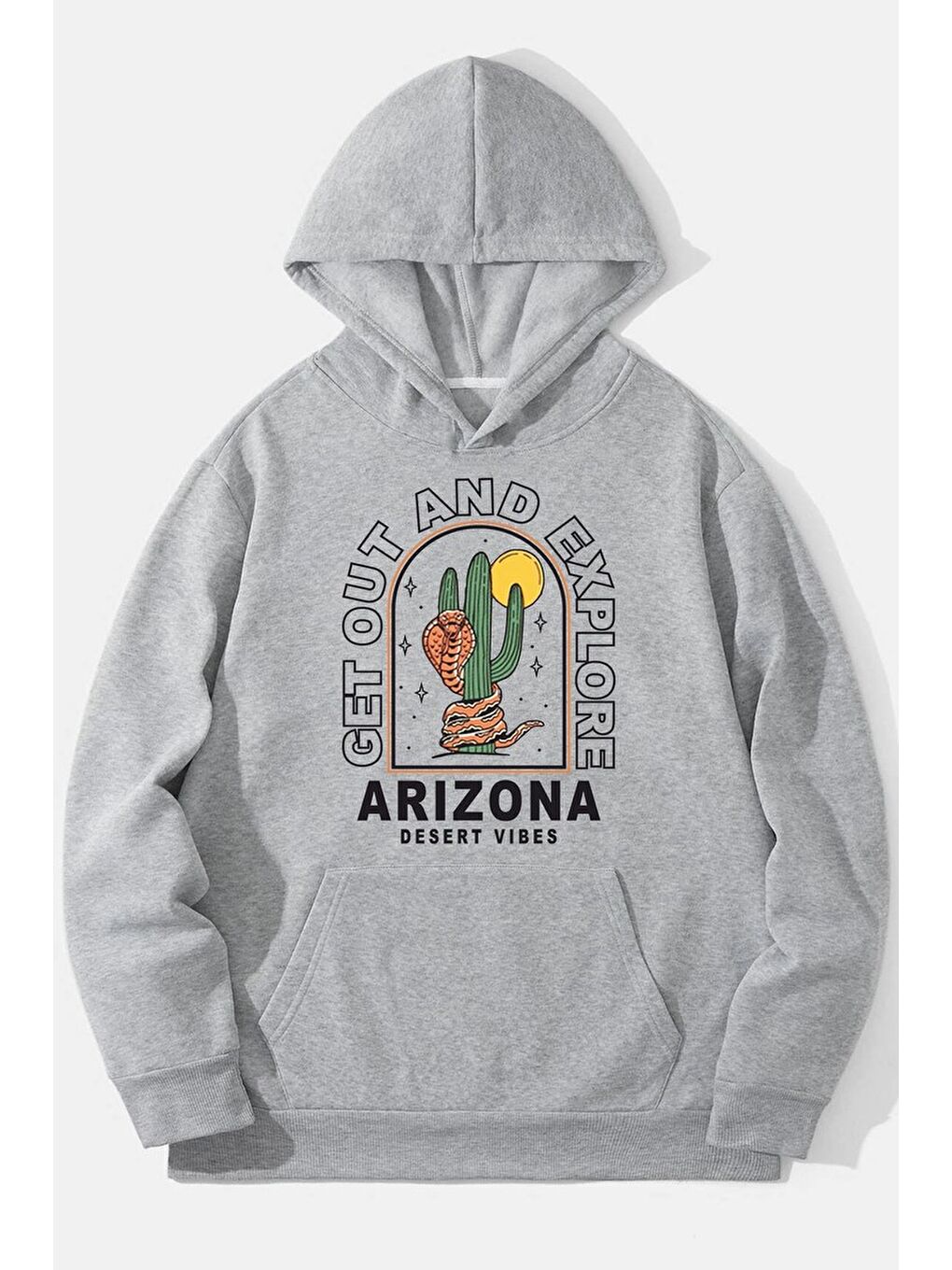 uyguntarz Gri Unisex Arizona Baskılı Sweatshirt