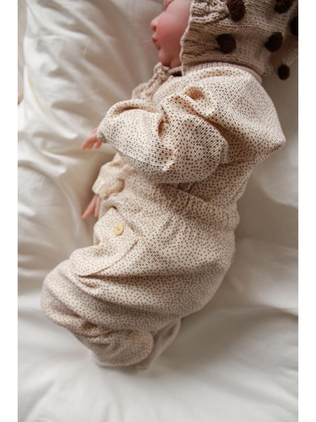 Bej Taş Unisex Cepli Omuz Patlı Alt Üst Takım-4