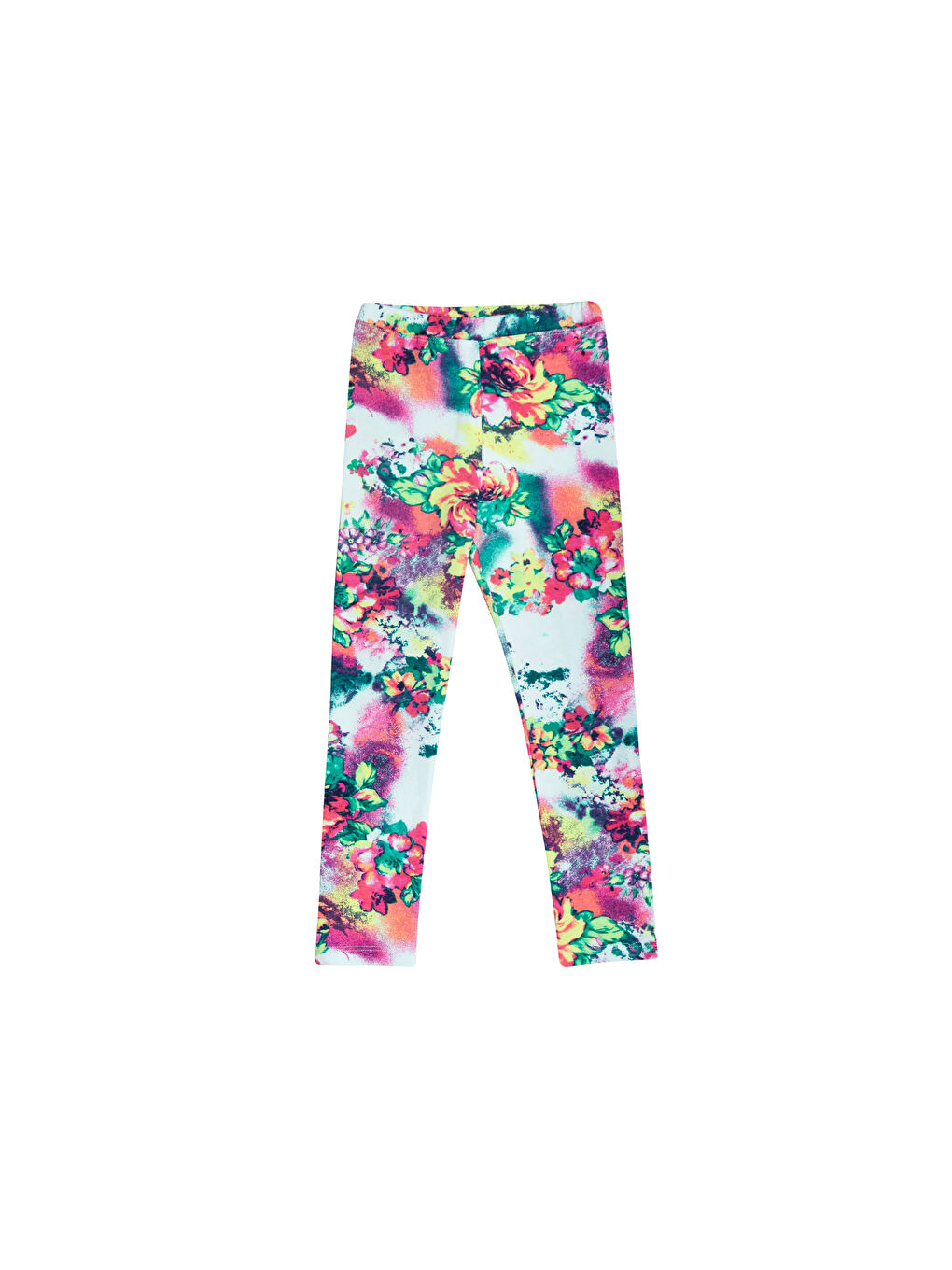 Karışık Fuşya Çiçek Kız Çocuk Desenli Mevsimlik Tayt-3