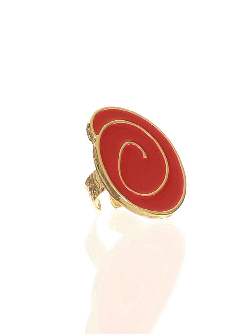 Kırmızı Kadın Altın Renk Lak Kaplama Ayarlanabilir Mineli Yüzük